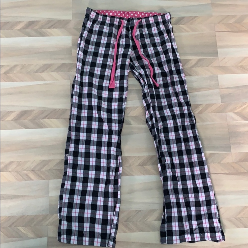 Pink/Black/White Plaid pajama pants